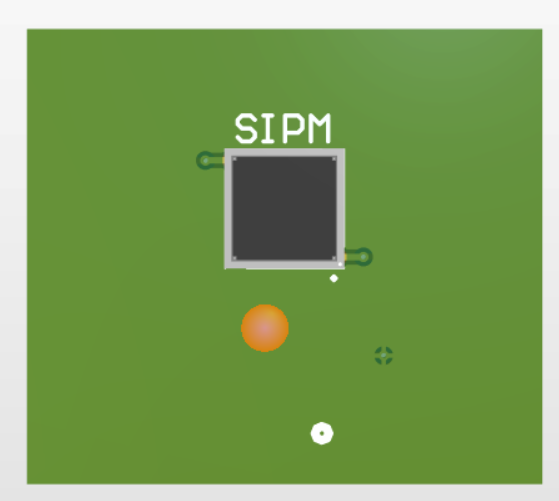 Top of the SiPM PCB showing the SiPM footprint.
